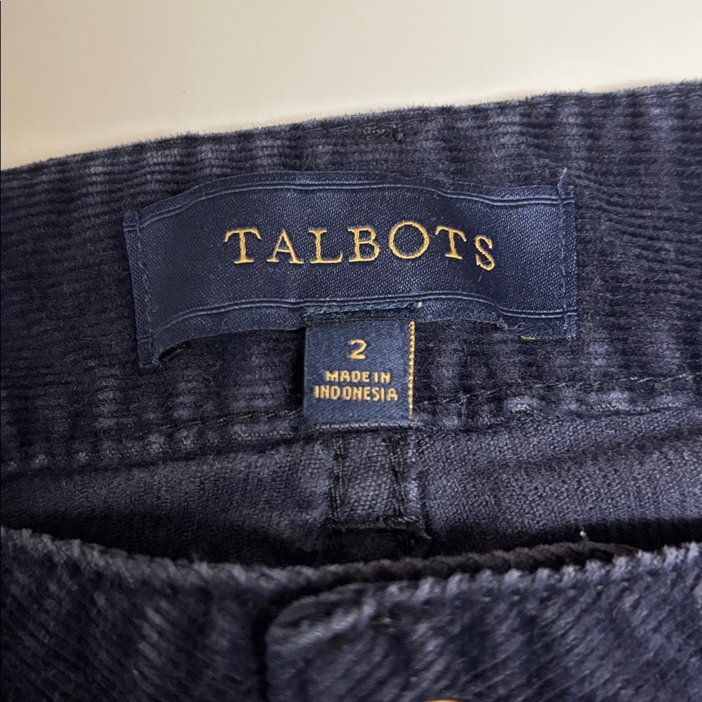 Talbots Women's Dark Gray Corduroy Straight Leg Pants - Size 2 - Picture 3 of 5